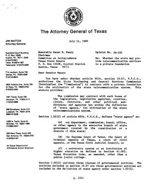Texas Attorney General Opinion: JM-330