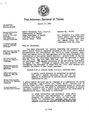 Texas Attorney General Opinion: JM-336