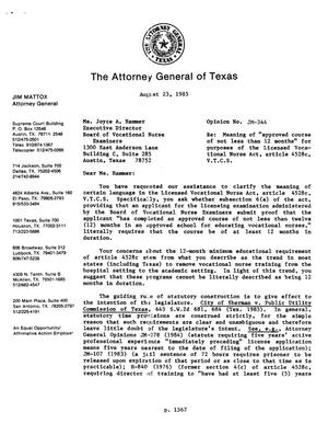 Texas Attorney General Opinion: JM-344
