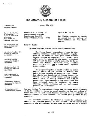 Texas Attorney General Opinion: JM-345