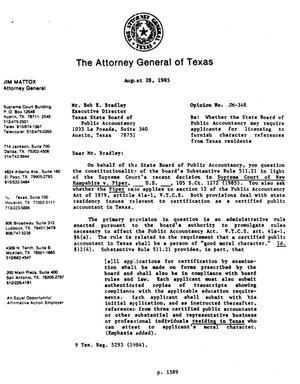 Texas Attorney General Opinion: JM-348
