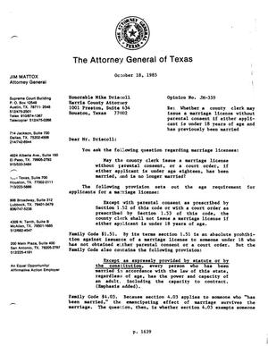 Texas Attorney General Opinion: JM-359