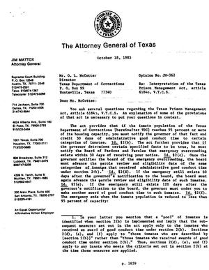 Texas Attorney General Opinion: JM-362