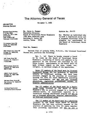Primary view of object titled 'Texas Attorney General Opinion: JM-375'.