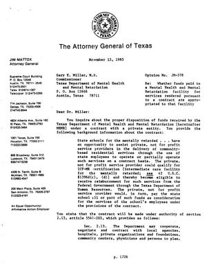 Texas Attorney General Opinion: JM-378