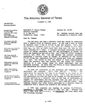 Texas Attorney General Opinion: JM-384