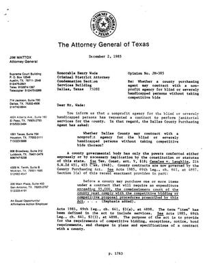 Texas Attorney General Opinion: JM-385