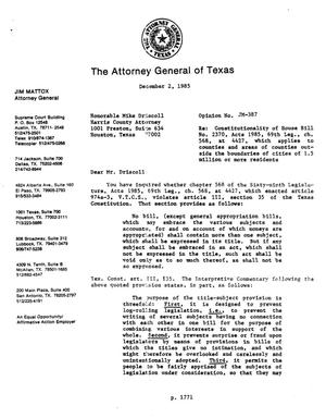 Texas Attorney General Opinion: JM-387