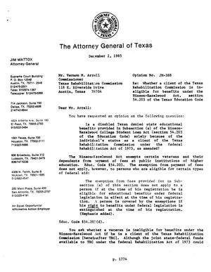 Texas Attorney General Opinion: JM-388