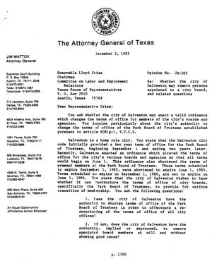 Texas Attorney General Opinion: JM-389