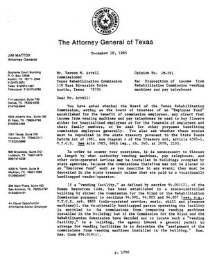 Texas Attorney General Opinion: JM-391