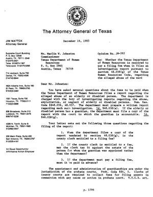 Texas Attorney General Opinion: JM-392