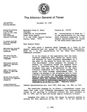 Texas Attorney General Opinion: JM-393