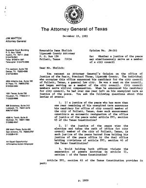 Texas Attorney General Opinion: JM-395