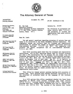 Texas Attorney General Opinion: JM-399