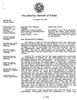 Texas Attorney General Opinion: JM-400