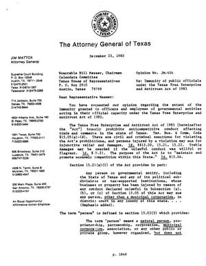 Texas Attorney General Opinion: JM-404