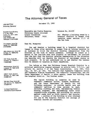 Texas Attorney General Opinion: JM-405