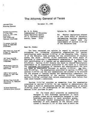 Texas Attorney General Opinion: JM-408