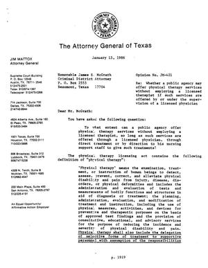 Texas Attorney General Opinion: JM-421