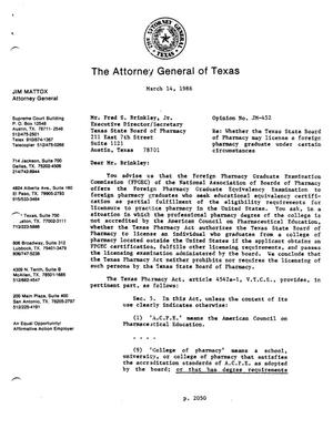 Texas Attorney General Opinion: JM-452