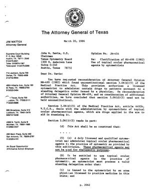Texas Attorney General Opinion: JM-454