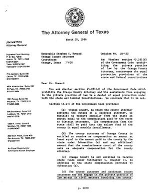 Texas Attorney General Opinion: JM-455