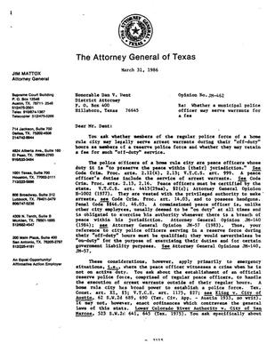 Texas Attorney General Opinion: JM-462