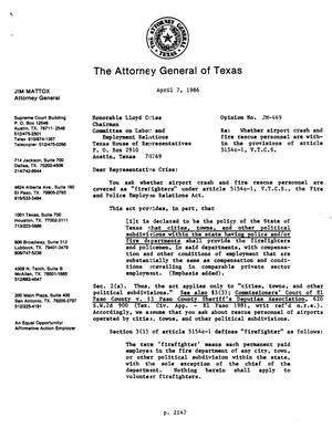 Texas Attorney General Opinion: JM-469