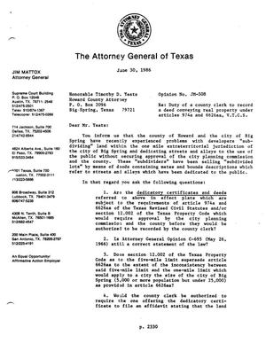 Texas Attorney General Opinion: JM-508