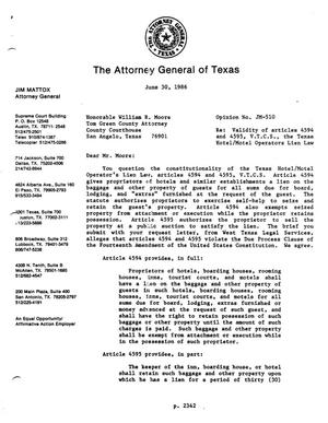 Texas Attorney General Opinion: JM-510