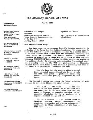 Texas Attorney General Opinion: JM-512