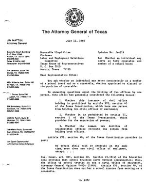 Texas Attorney General Opinion: JM-519