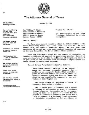 Primary view of object titled 'Texas Attorney General Opinion: JM-529'.