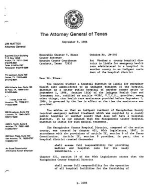 Texas Attorney General Opinion: JM-540