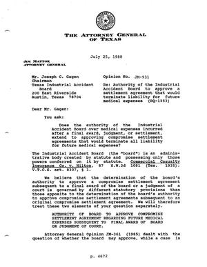 Primary view of object titled 'Texas Attorney General Opinion: JM-931'.