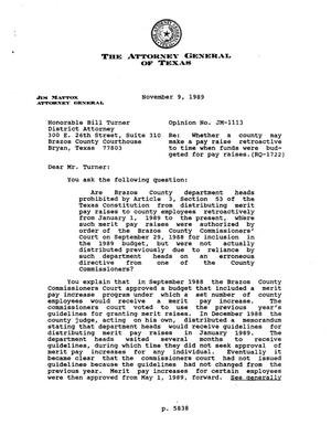 Primary view of object titled 'Texas Attorney General Opinion: JM-1113'.