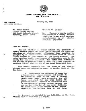 Primary view of object titled 'Texas Attorney General Opinion: JM-1137'.