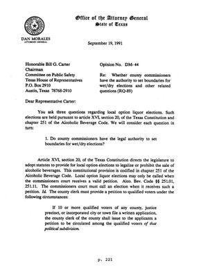 Texas Attorney General Opinion: DM-44