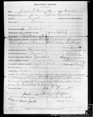 Primary view of object titled '[Bennett, Jessie F. (Enlistment Record) #2]'.