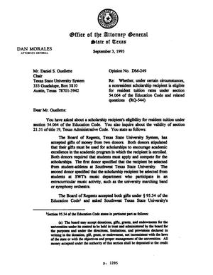 Primary view of object titled 'Texas Attorney General Opinion: DM-249'.