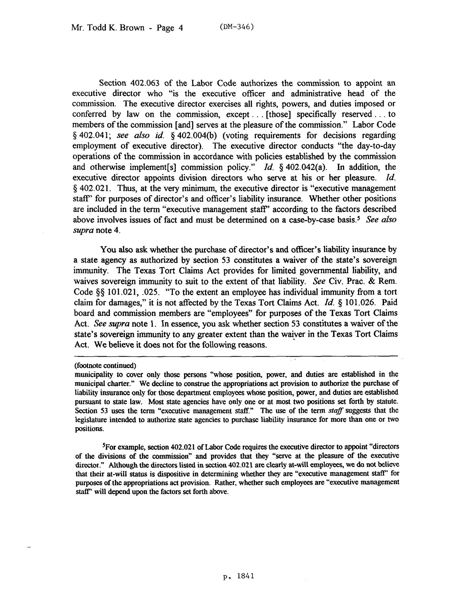 Texas Attorney General Opinion: DM-346
                                                
                                                    [Sequence #]: 4 of 7
                                                