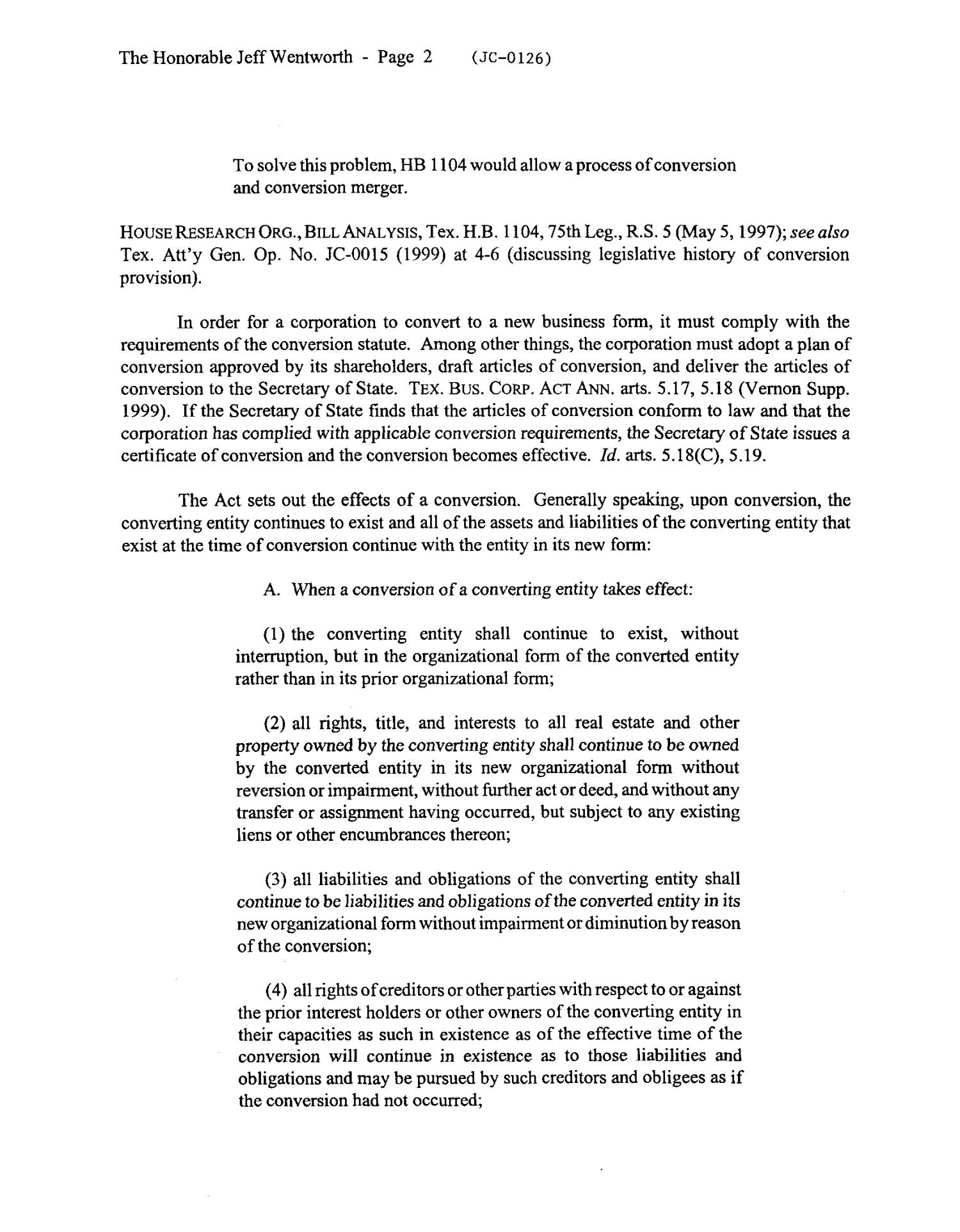 Texas Attorney General Opinion: JC-126
                                                
                                                    [Sequence #]: 2 of 6
                                                