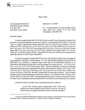 Primary view of Texas Attorney General Opinion: JC-500