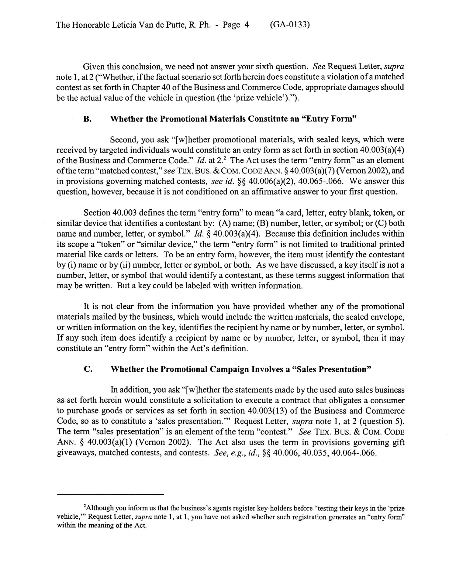 Texas Attorney General Opinion: GA-0133
                                                
                                                    [Sequence #]: 4 of 7
                                                