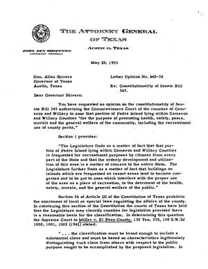 Primary view of object titled 'Texas Attorney General Opinion: MS-38'.