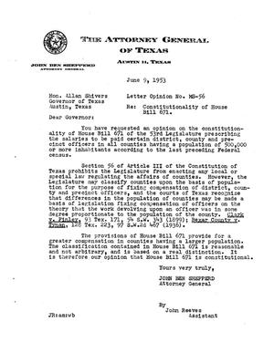 Texas Attorney General Opinion: MS-56