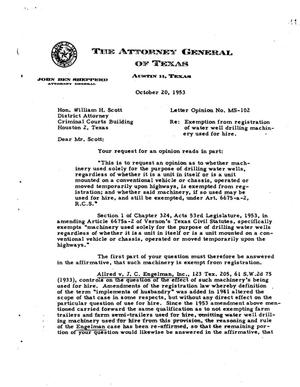 Texas Attorney General Opinion: MS-102