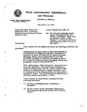 Texas Attorney General Opinion: MS-163
