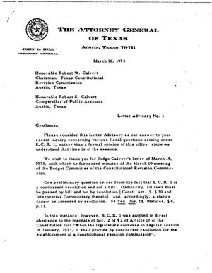 Texas Attorney General Opinion: LA-1